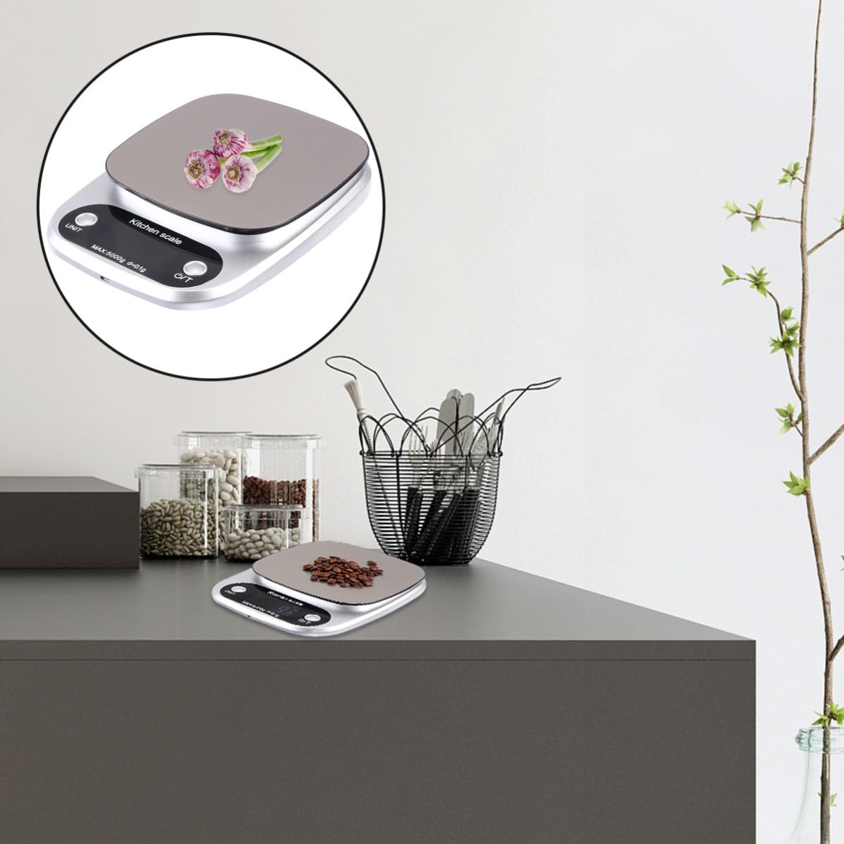 Báscula de Cocina Digital de 5kg y 0, 1g en Acero Inoxidable