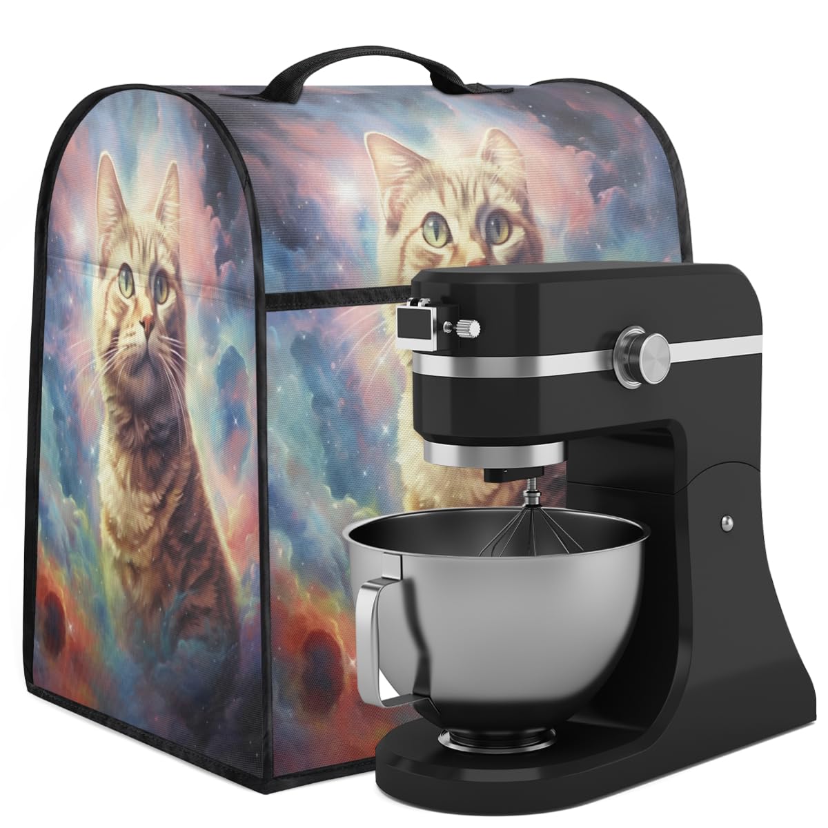Coffee Maker Cover Galaxy Cat Cute Kitchen Appliance Covers Small Appliance Covers Blender Cover Juicer Cover Dust Covers for Kitchen Appliances with Top Handle and Pockets,Washable,B452