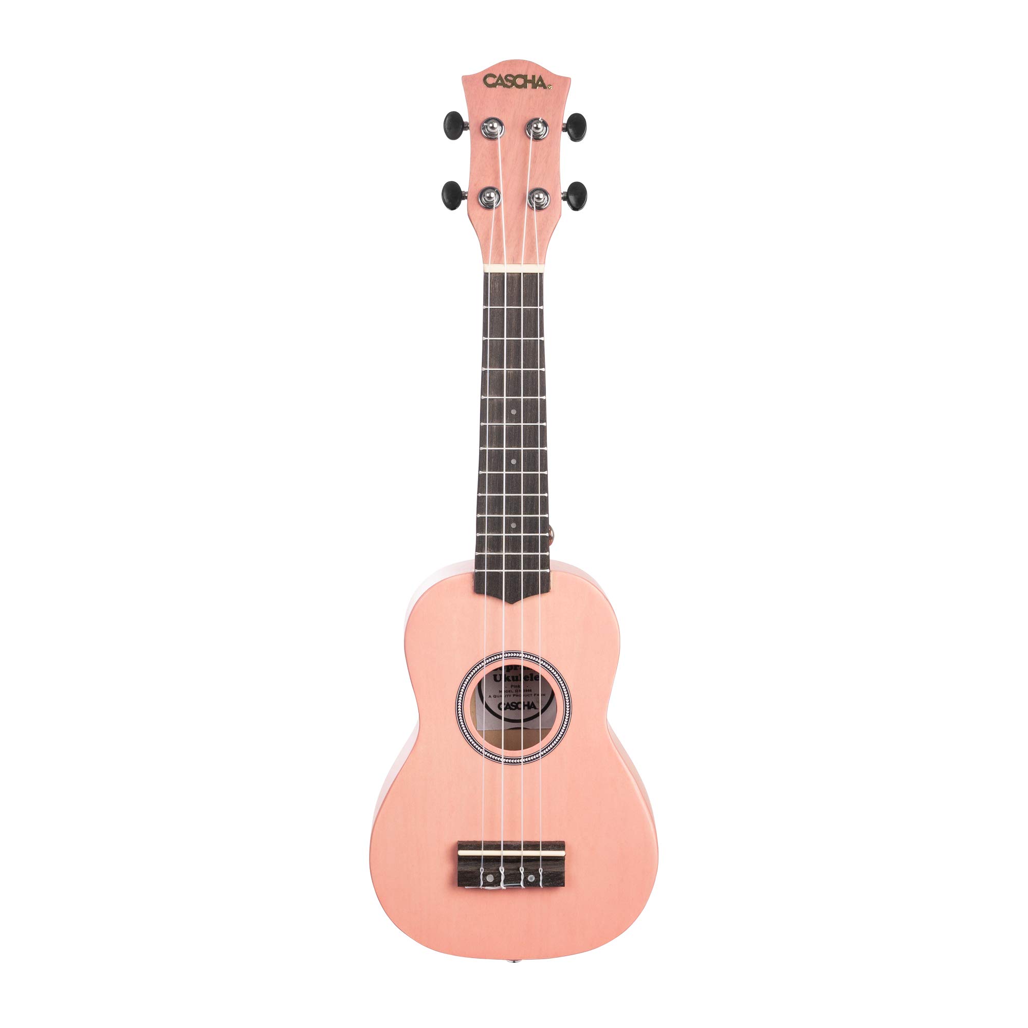 CASCHA Sopran Ukulele Set Spanisch für Kinder und Erwachsene I Starter Kit mit 3 Plektren Tasche Lehrbuch Lernvideos über QR-Code I Stimmgerät I Aquila Saiten I Kleine Hawaii Gitarre I Pink/Rosa