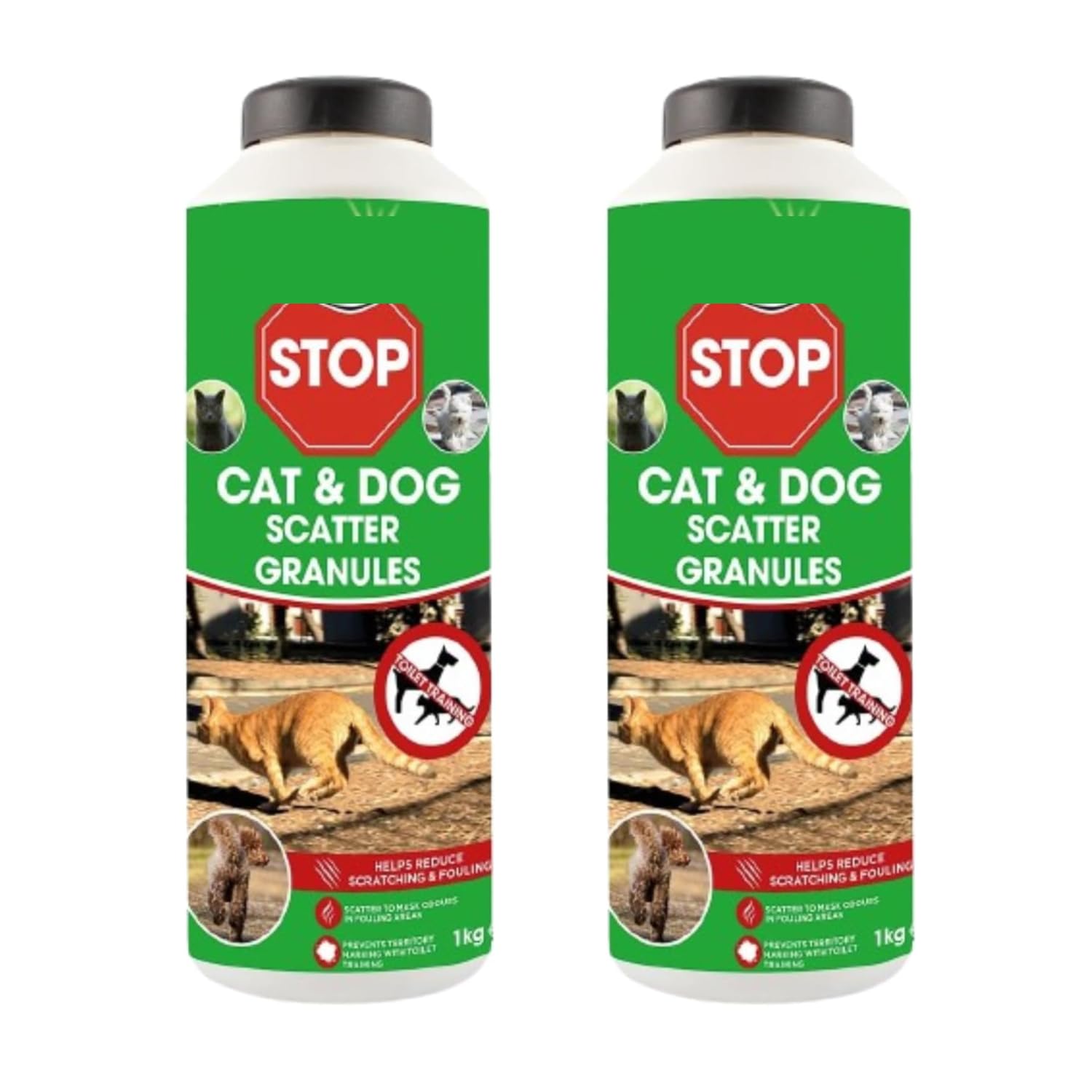 Stop Cat & Dog Scatter Granules 1kg x Pack of 2 - Scatter Granules Helps to Reduce Scratching and Fouling and Masks Odours in Fouling Areas - Perfect for Toilet Training Your Dogs and Cats