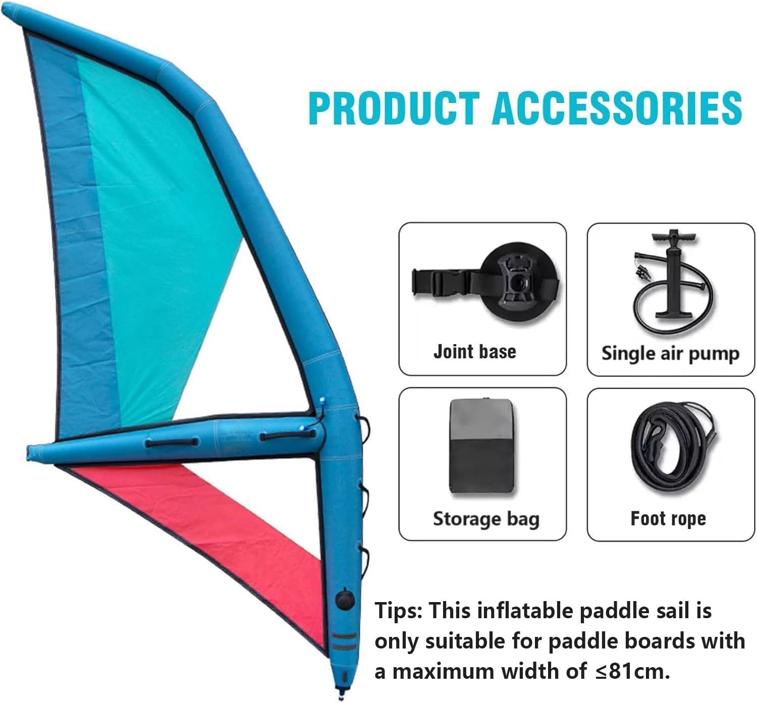 Professional Inflatable Paddle Board, Portable Inflatable Sail, with Storage Bag, 360° Rotating Base and Viewing Window, 45.21sq.Ft Extra Large Sail, Suitable for Windsurfing