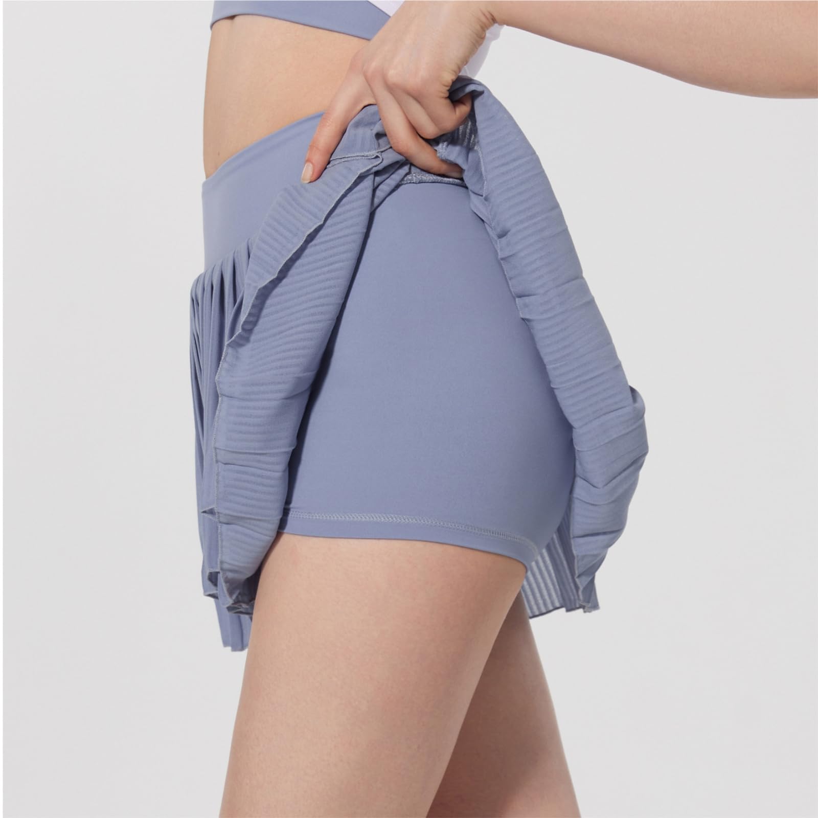 Damska spódnica tenisowa plisowana spódnica tenisowa, 2 w 1, Anti-See-Through, spodnie sportowe, do golfa, fitnessu, jogi, rock-white-XL