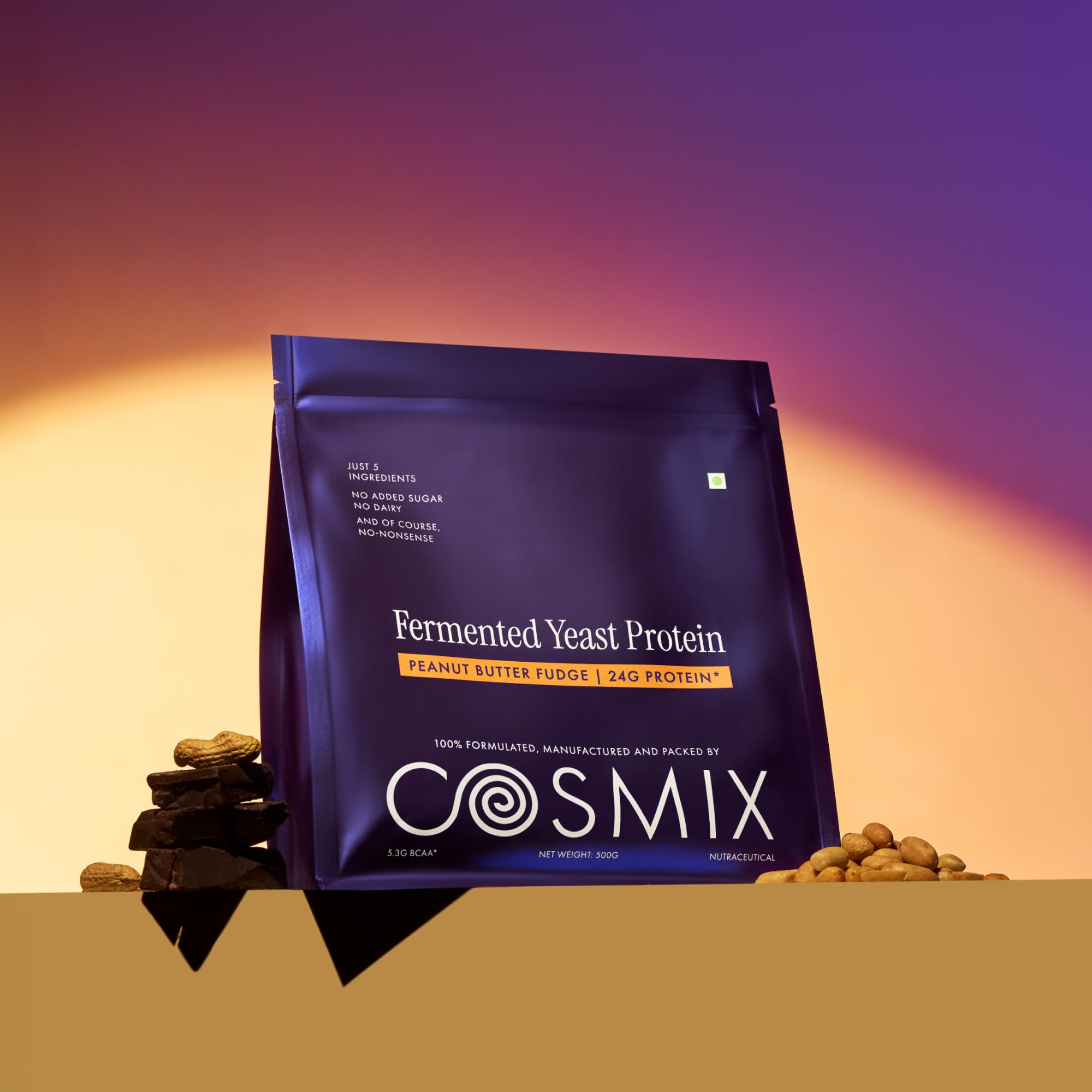 Cosmix Fermented Yeast Protein Powder | 24g Protein | Made with Real Peanut Butter | High Absorption with PDCAAS of 1 | Made In-House | Smooth, Tasty & Gut-Friendly | Peanut Butter Fudge, 38g Sachet — Amazon image 8