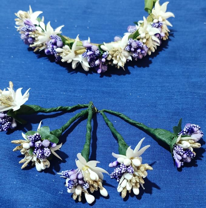 Buy THE GIFTERY Beautiful Hair Bun Artificial Flower with VIOLET