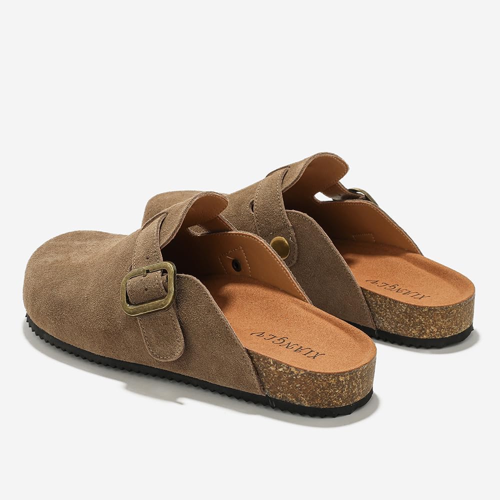 Women's Suede Clogs Leather Mules Comfort Cork Footbed Sandals Potato Shoes with Arch Support - Image 5