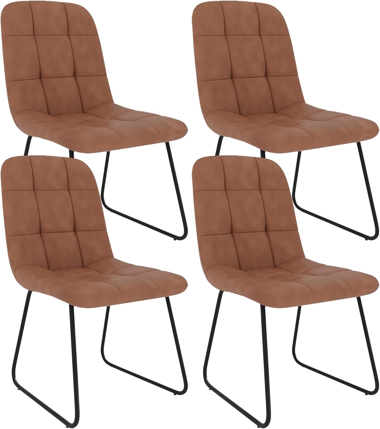 Dining Chairs Set of 4, Modern Kitchen Faux Leather Dining Room Chair for Kitchen Living Dining Room (4 Brown) Set of 4 Brown Chairs