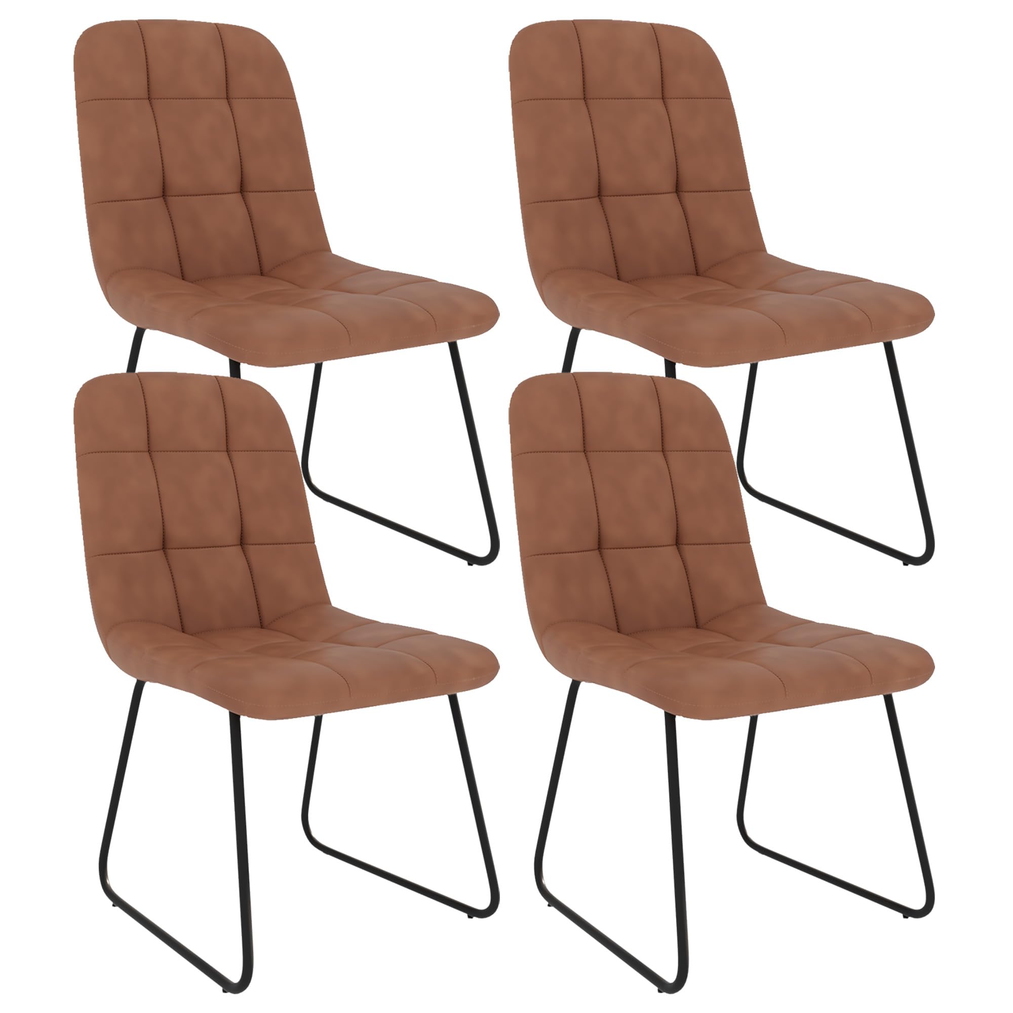 HIPIHOM Dining Chairs Set of 4, Modern Kitchen Faux Leather Dining Room Chair for Kitchen Living Dining Room (4 Brown)