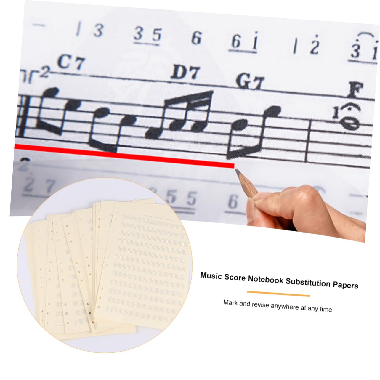 Feuilles Recharge Rangs 100 pour Partitions de Musicales Cahier 12