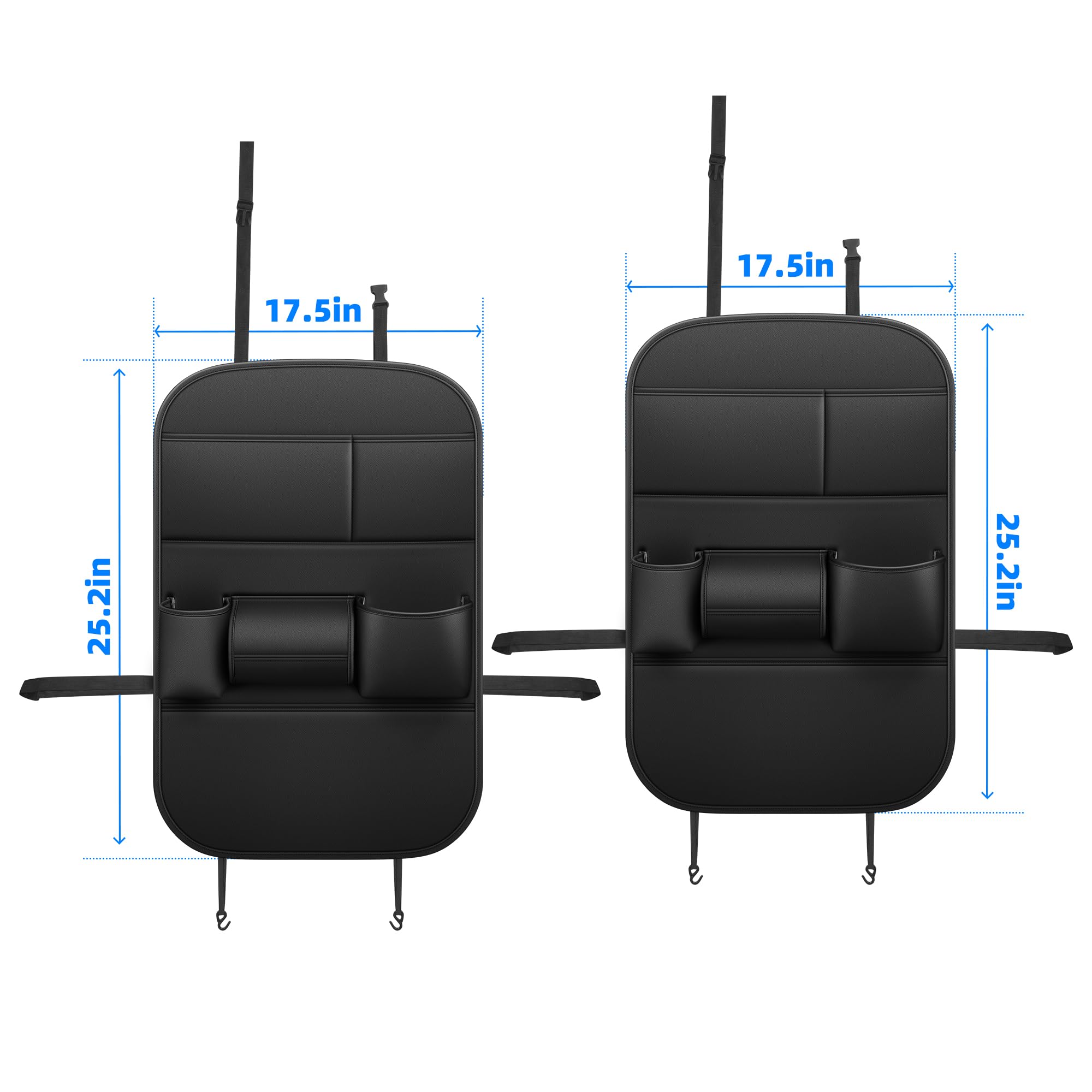 Paquete de 2 protectores de asiento trasero para Ford Explorer con almacenamiento de tazas y pañuelos con organizador de almacenamiento, impermeable, a prueba de suciedad, de piel sintética