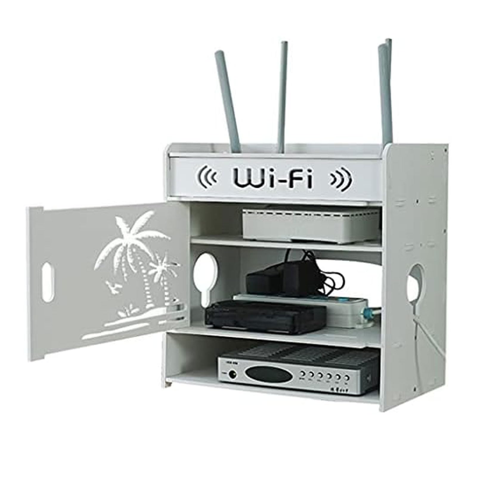 Scatola portaoggetti per router Supporto per router WiFi Supporto per mensola a muro galleggiante senza punzonatura Router WiFi Scatola per cavi regolabile per casa e ufficio