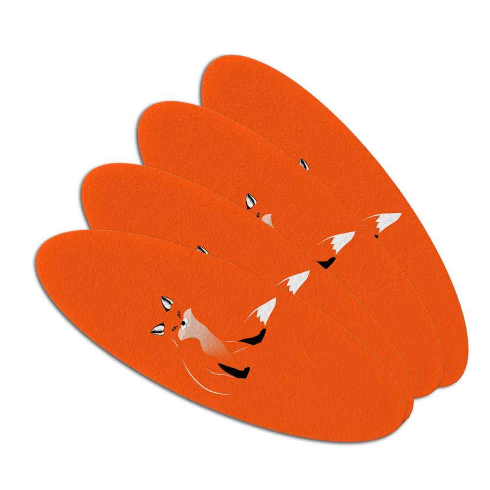 Stylish Red Foxy Fox Double-Sided Oval Nail File Emery Board Set 4 Pack
