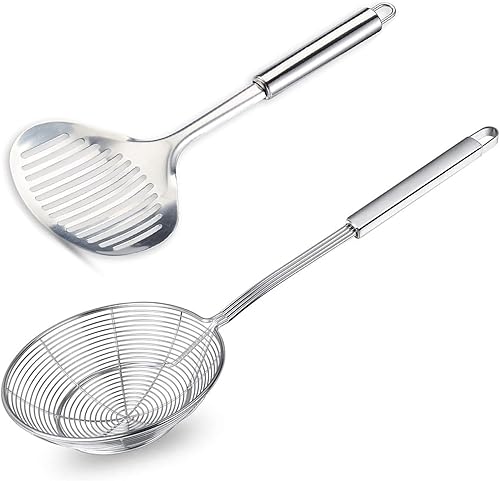 Miniatura 7 de TENTA Kitchen Utensilios de cocina de acero inoxidable, espátula ranurada para pescado, cuchara, colador, filtro de agua, cucharón, cucharón,