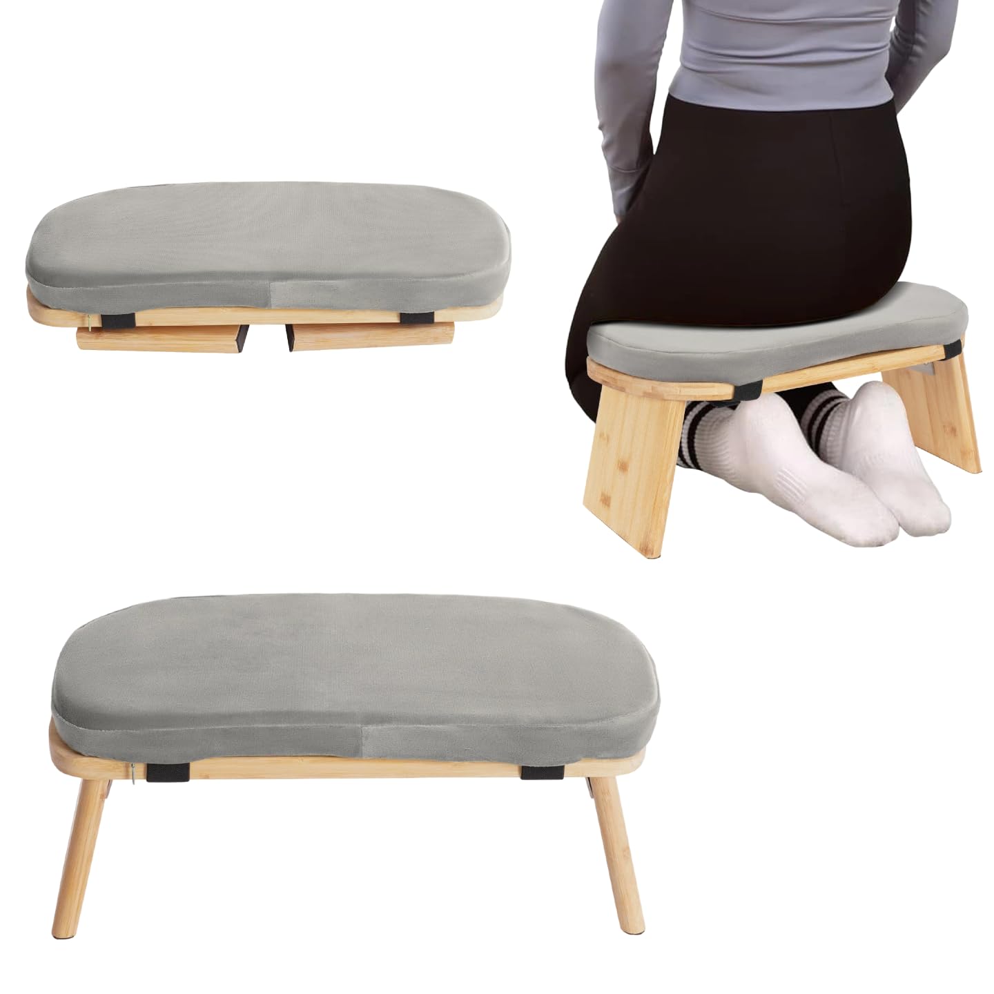 Taburete de Meditación Puta Baja Banco de Meditación Plegable con Terciopelo Cojín de Meditación Hecho de Bambú Sólido Asiento de Piso para como Taburete de Yoga, Banco de Oració