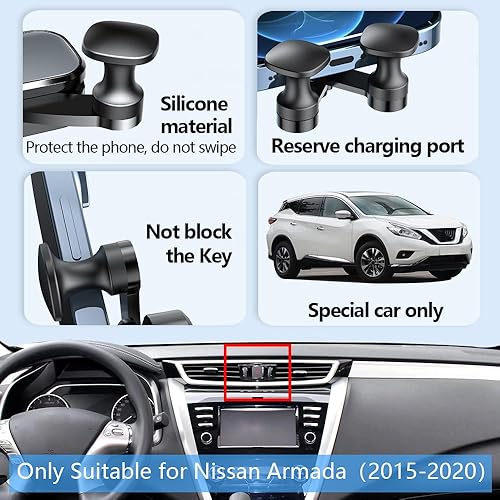 Miniatura 5 de Soporte para teléfono de coche para Nissan Murano 2015 2016 2017 2018 2019 2020 2021 2022 2023 2024 Accesorios para automóviles Decoración interior