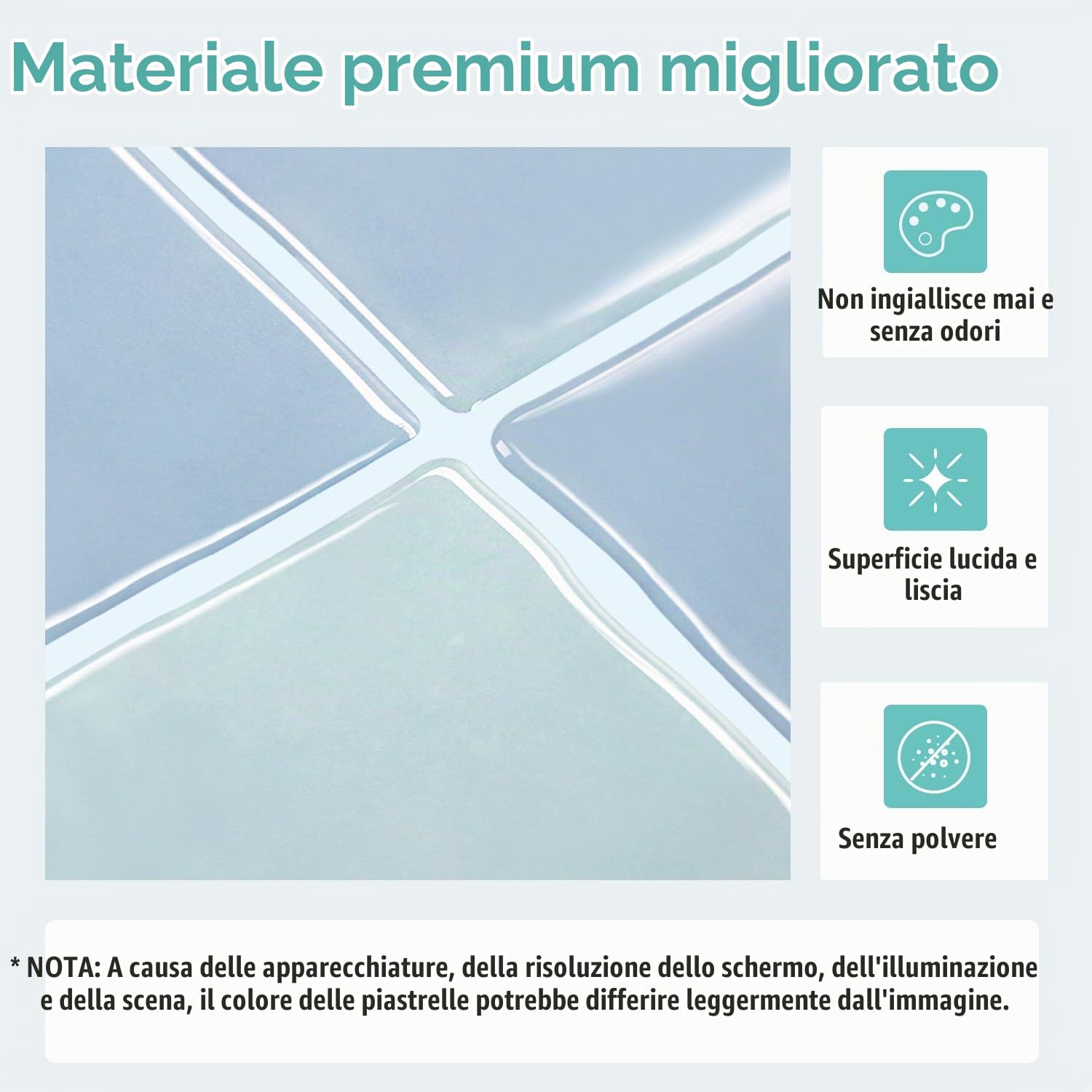 Commomy Più Spessi Piastrelle Adesive Cucina Azzurro Chiaro, 10 pezzi | Paraschizzi Cucina Mattonelle Adesive Bagno, Vinile Pannelli Decorative 3D per Parete,30,5 x 30,5 cm