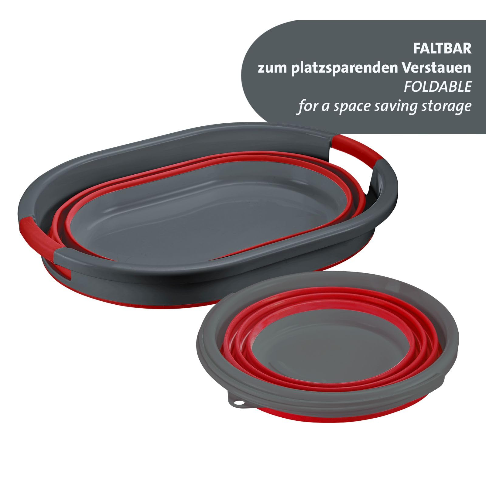 Westmark Set Wäschekorb + Eimer – Platzsparend zusammenfaltbar, tragbar, Wäschekorb und Falteimer für Camping, Reinigung oder zum Spielen für Kinder – ideal für Tiny Living
