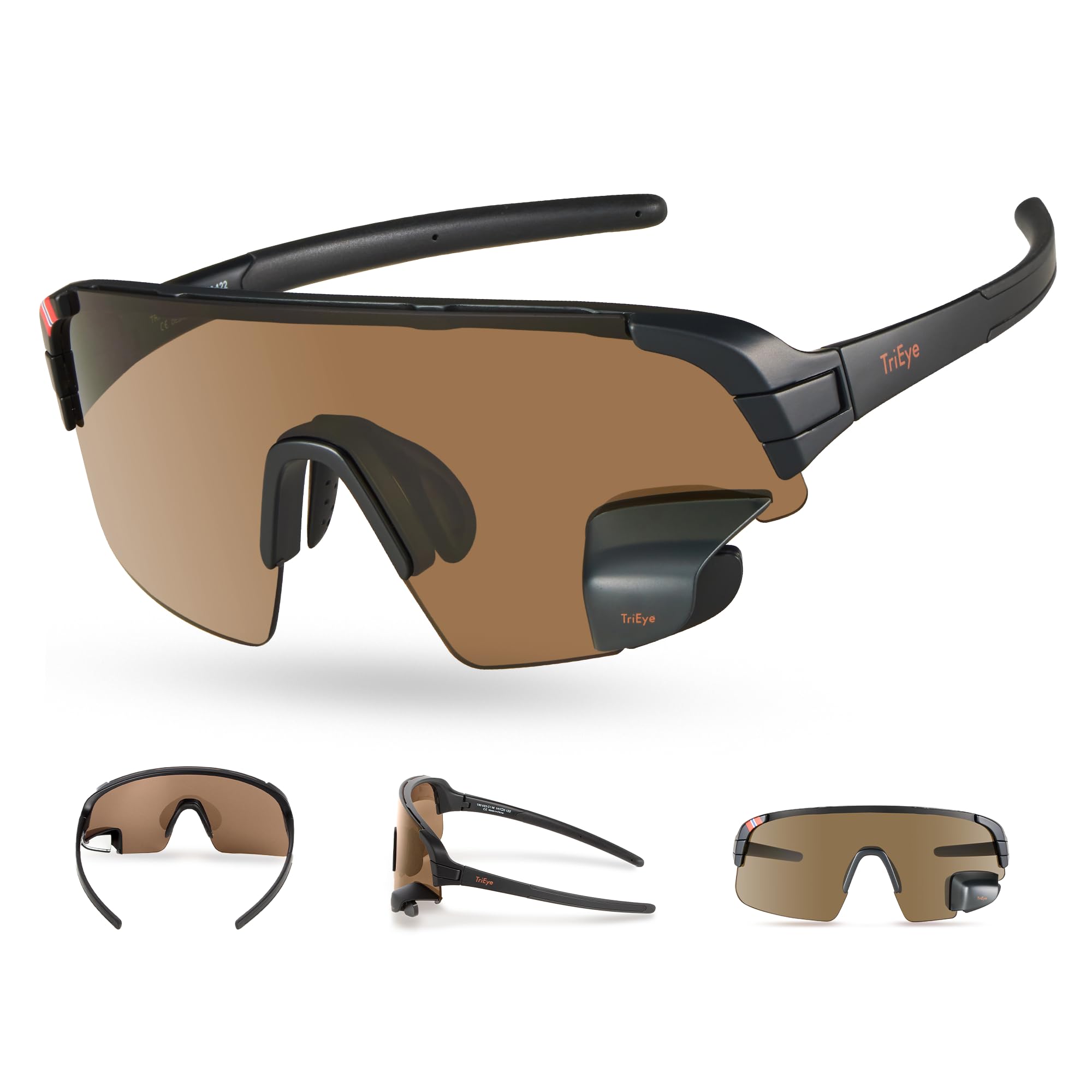 TriEye Gafas De Ciclismo Para Hombre Y Mujer Con Espejo Retrovisor Lentes Fotocromáticas UV400 Gafas Deportivas Antiviento Para Ciclismo De Carretera Y Bicicleta Protección Ocular Y Visión Segura