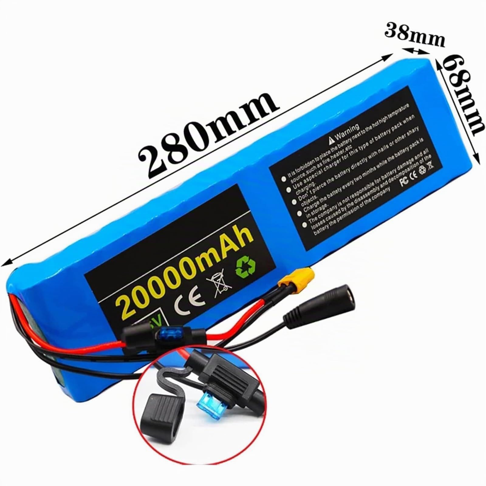 Batterie Lithium 36V 20Ah pour Vélo Électrique, Pack Batterie Lithium 10S3p,BMS 30A Intégré, avec Chargeur 42V 2A, pour Scooters 200W 350W 500W, Moteur Vélo Électrique XT60