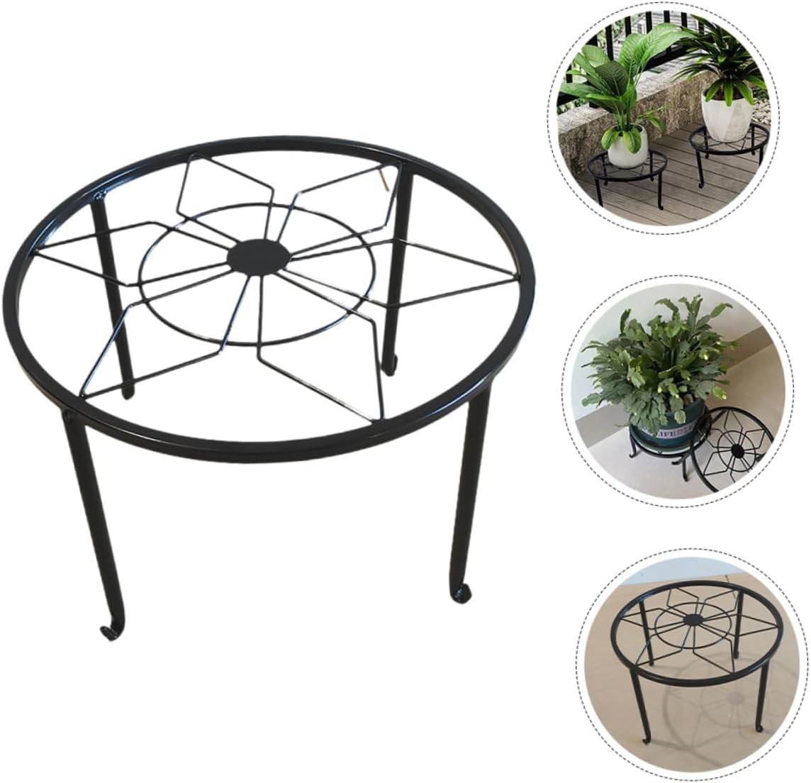 VICASKY Metal Plant Stand for Indoor Flowers Rustic Single Layer Iron Flowerpot Holder for Balcony and Living Room Small Hexagon Design for Home Decoration