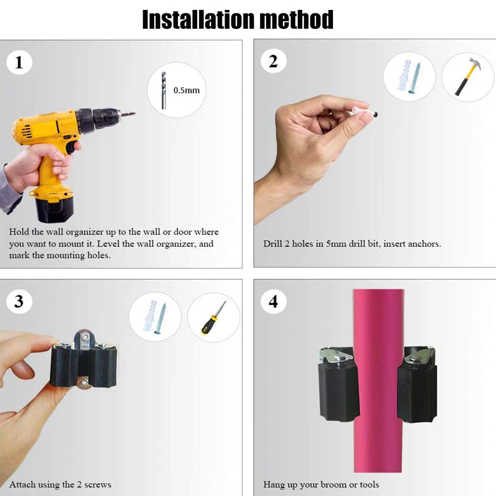 Buy INTVN Mop Broom Holder, 6 Pack Heavy Duty Mop Wall Mounted Clips