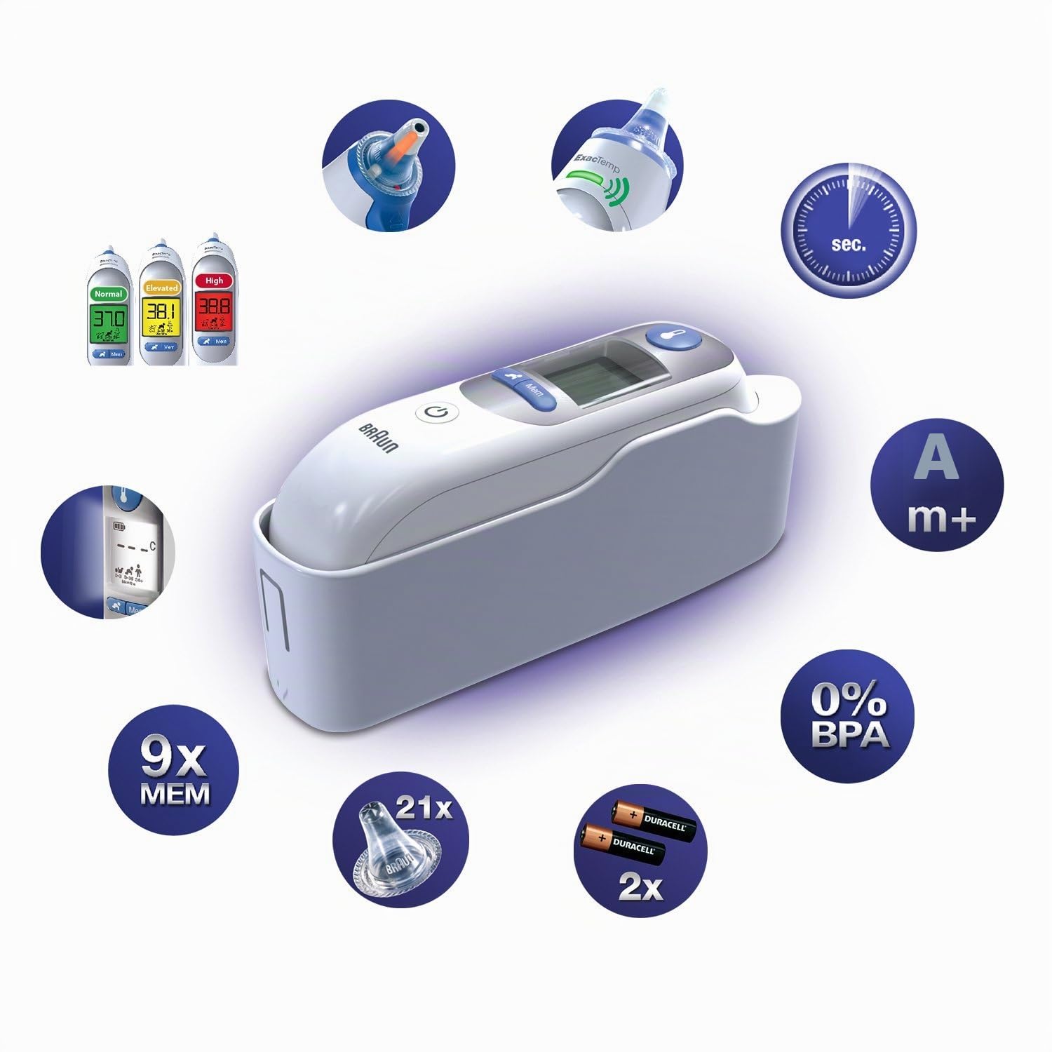 Braun Thermoscan 7 - Termómetro digital auricular + 40 protectores de lente + caja de protección
