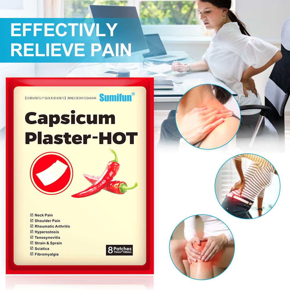Sumifun Pain Relief Patches, 112Pcs of Hot Capsicum Plaster for Pain