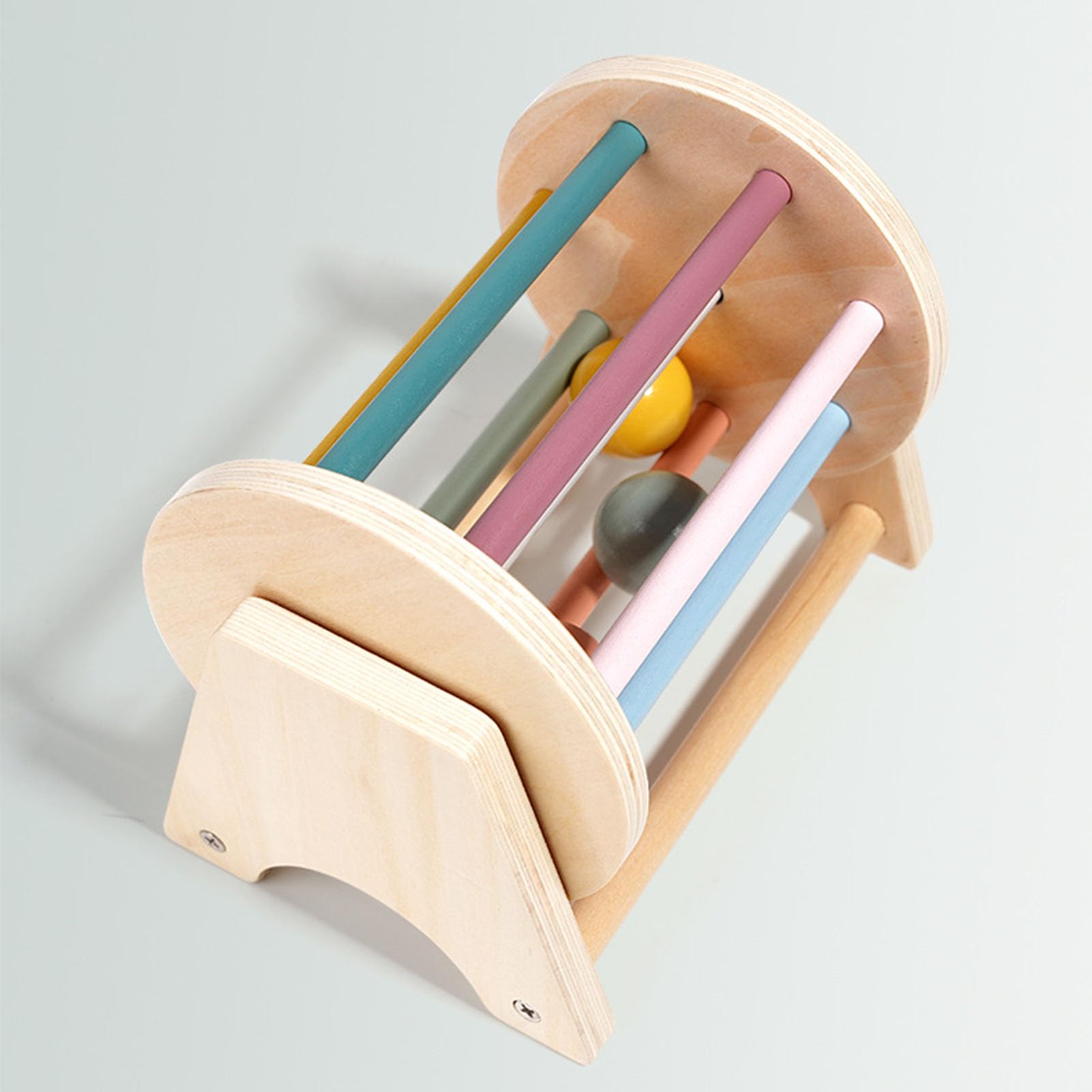 Fdit Premium Basswood Wooden Rattle Rolling for Toddler Logic Thinking Toy for Hand Eye Coordination Safe Material Cylinder Toy for Parent Kid Interaction - Image 4