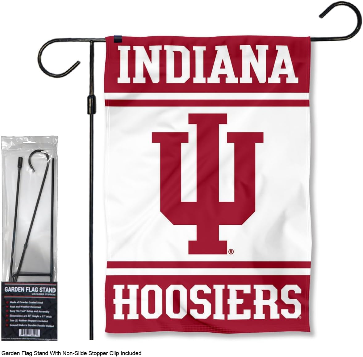 Indiana Hoosiers Garden Banner Flag with Flag Pole Stand Set