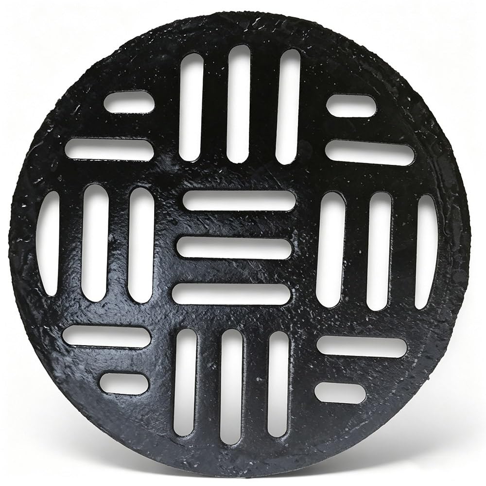 Heavy Du - Cubierta de rejilla de drenaje de hierro fundido - Colador para uso en exteriores e interiores - Solut de drenaje negro para un agua eficiente