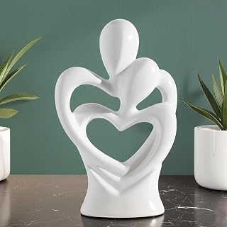 Ascension Hugging Couple Sculptures Ceramic Heart Shape Romantic Couple Statue Family Figurine Decorative Showpiece For Va Price In India