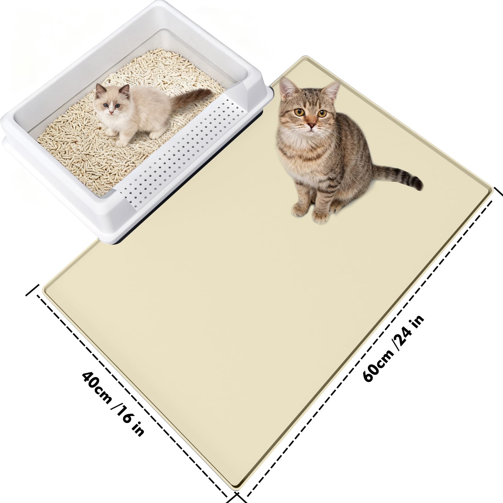 Tappetino per lettiera per gatti 60 * 40 cm, materiale in morbido silicone, facile da pulire, impermeabile, antiscivolo, tappetino resistente per interni e giardino