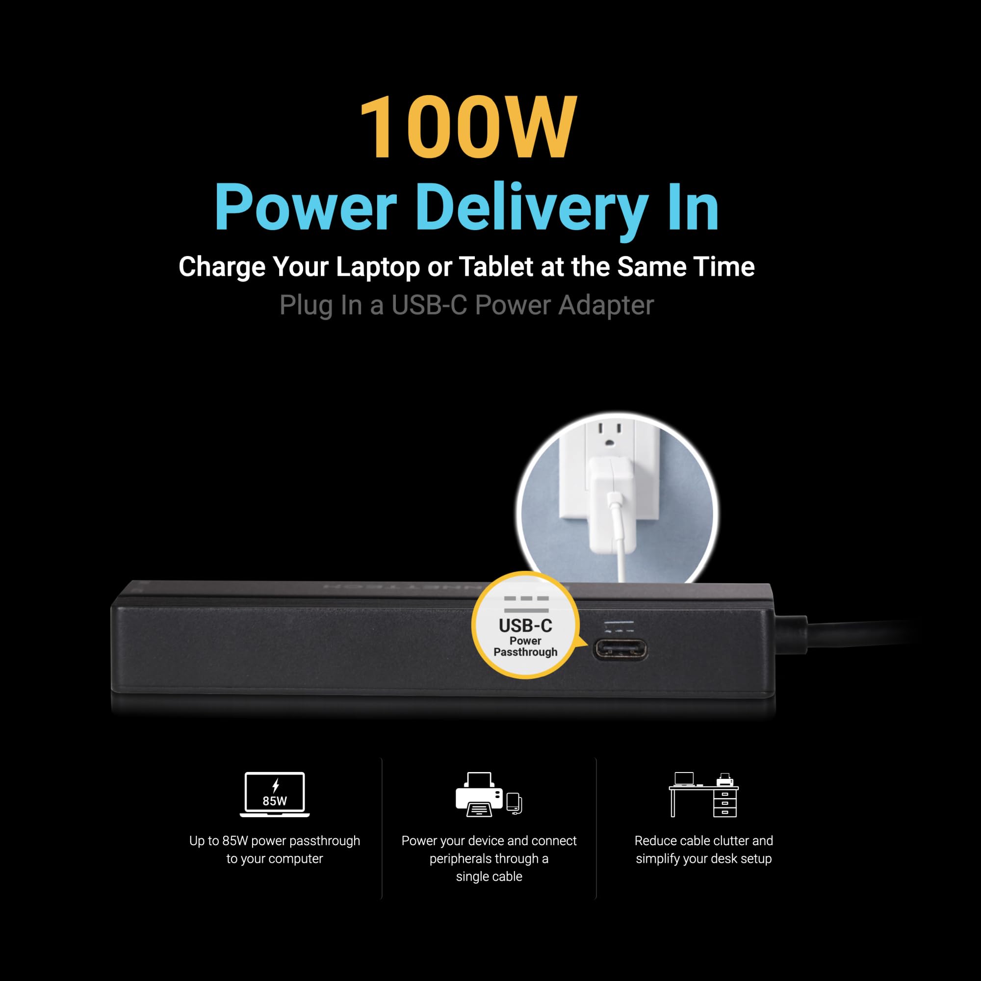 Sonnet Echo 6 USB-C Multi Hub – 4K 60 Hz, HDMI, 5 Gb Ethernet – 100 W Power Delivery for Mac, Windows, Chromebook, iPad Pro – USB4 Thunderbolt