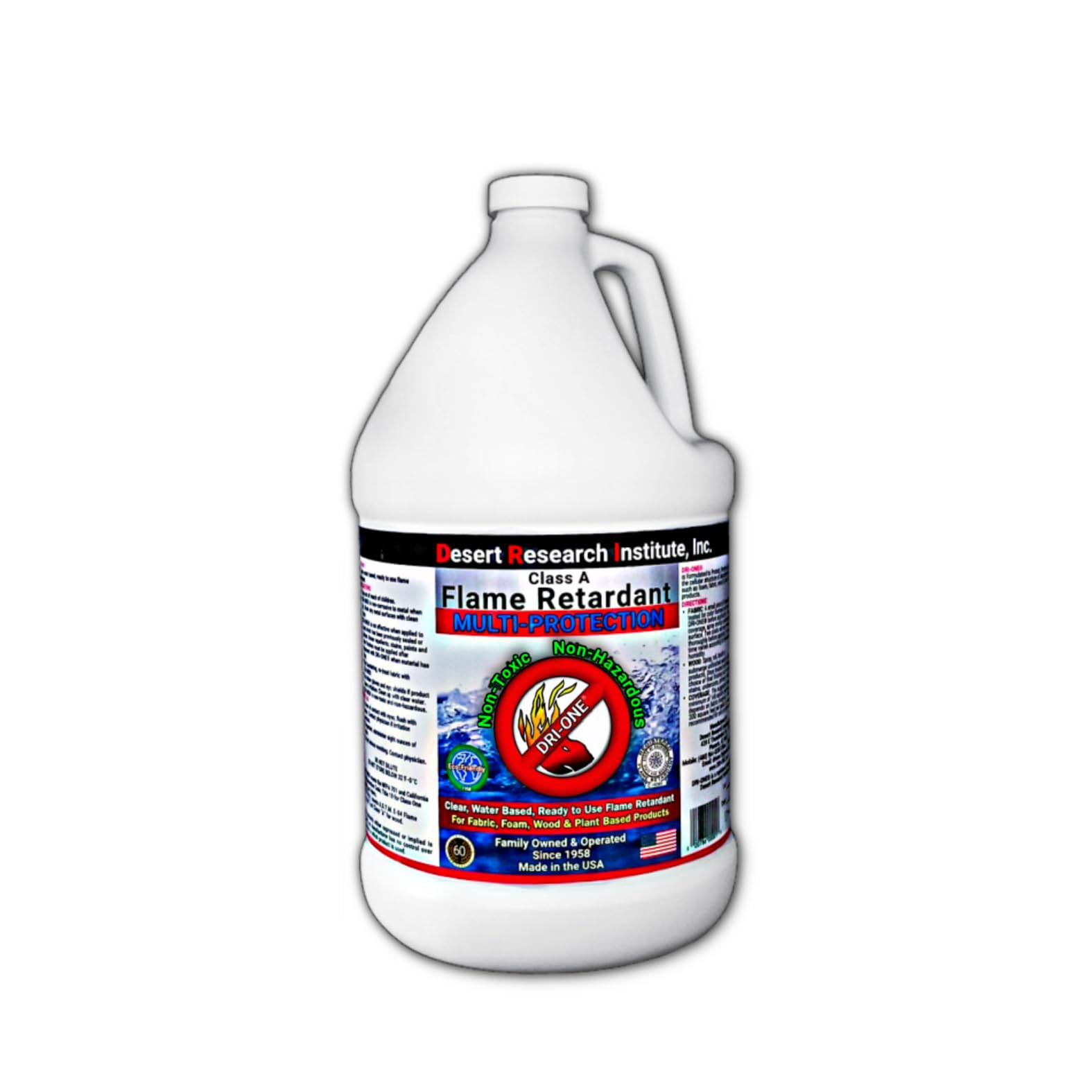 Fire Retardant Spray (Class A for Fabric, Wood, Theater Curtains & More) Eco-Safe, Non Toxic, C.A.C. Title-19, ASTM E84, DRI-ONE 1 Gallon