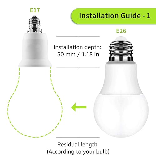 Miniatura 4 de Paquete de 2 adaptadores de enchufe de luz E17 a E26 E27, convertidor de tornillo de base de bombilla (adaptador E17 a E26)
