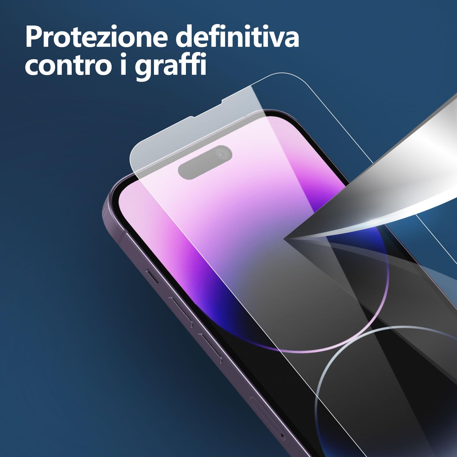 NEW'C 3 Pezzi, Vetro Temperato per iPhone 14 Pro Max (6,7 Pollici), Pellicola Prottetiva Anti Graffio, Anti-Impronte, Senza Bolle, Durezza 9H, 0,33mm Ultra Trasparente, Ultra Resistente