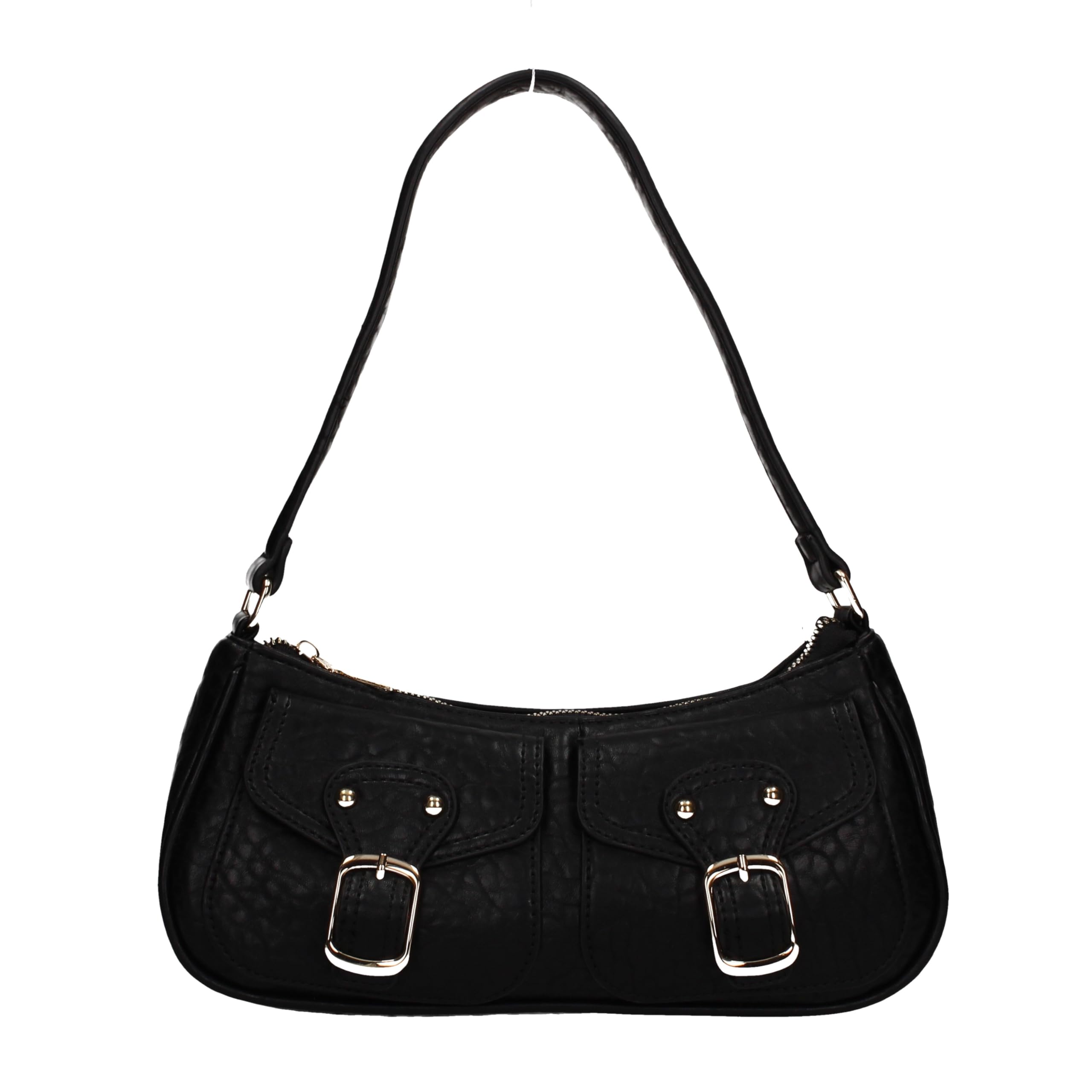SwankySwans Ami Double Pocket Retro Hobo Shoulder Bag Crescent Bag, Black