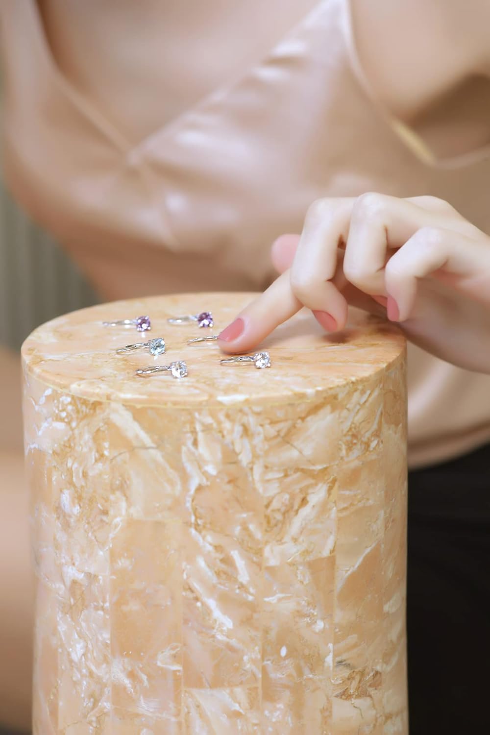 Earrings for Women, Birthstone Earrings, Genuine or Synthetic Gemstone, 6mm Round Leverback Earrings, Drop Earrings, Dangle Earrings for Women Sterling Silver Earrings Gold Flash - Image 5