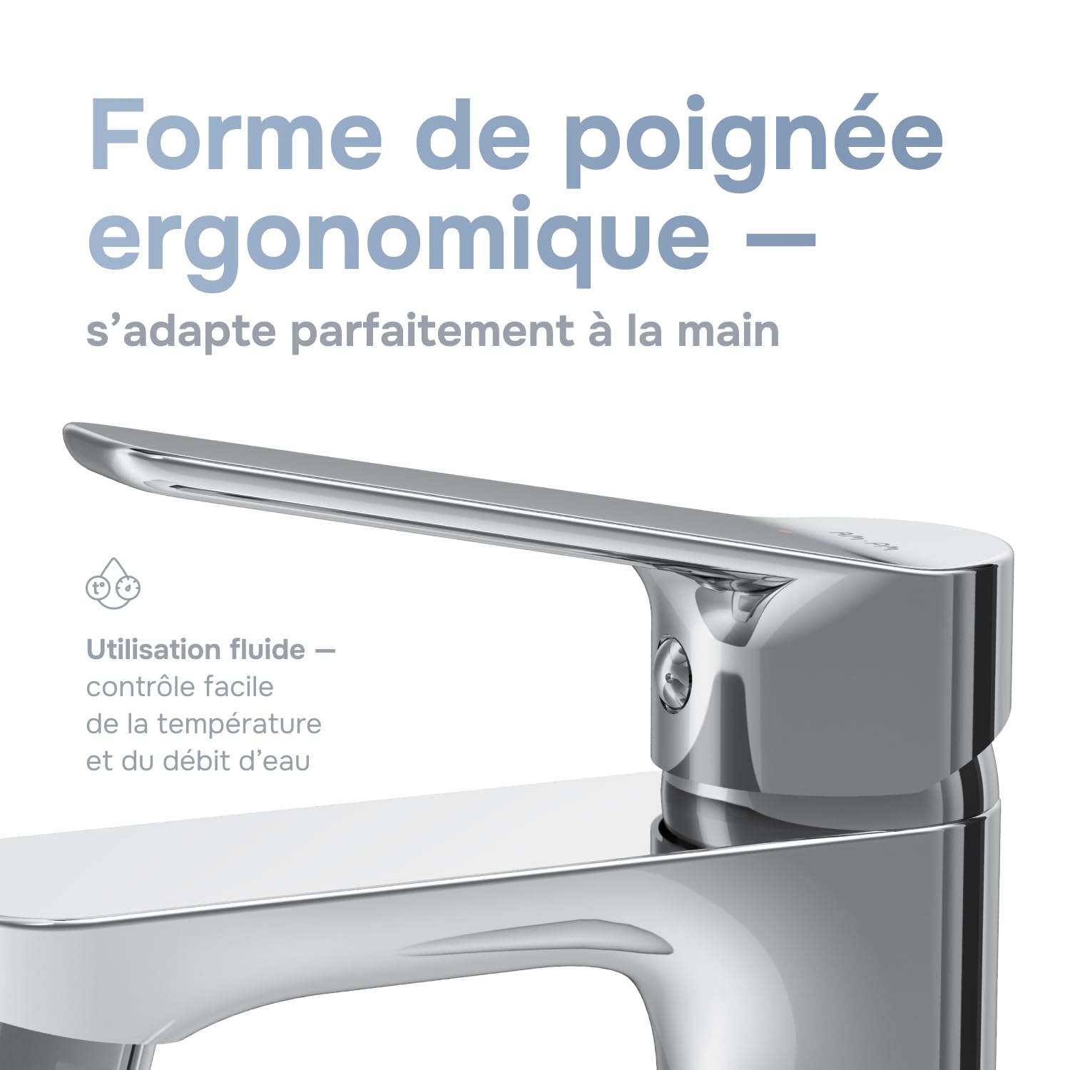 AM.PM – Robinet Salle Bain Hit FTA82200, Mitigeur Lavabo Monocommande en Laiton avec Bonde de Vidage, Robinet Lave-Main Chromé