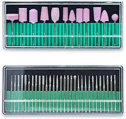 Kit 30 Brocas Diamantadas + 12 Brocas Polimento Unhas de Gel