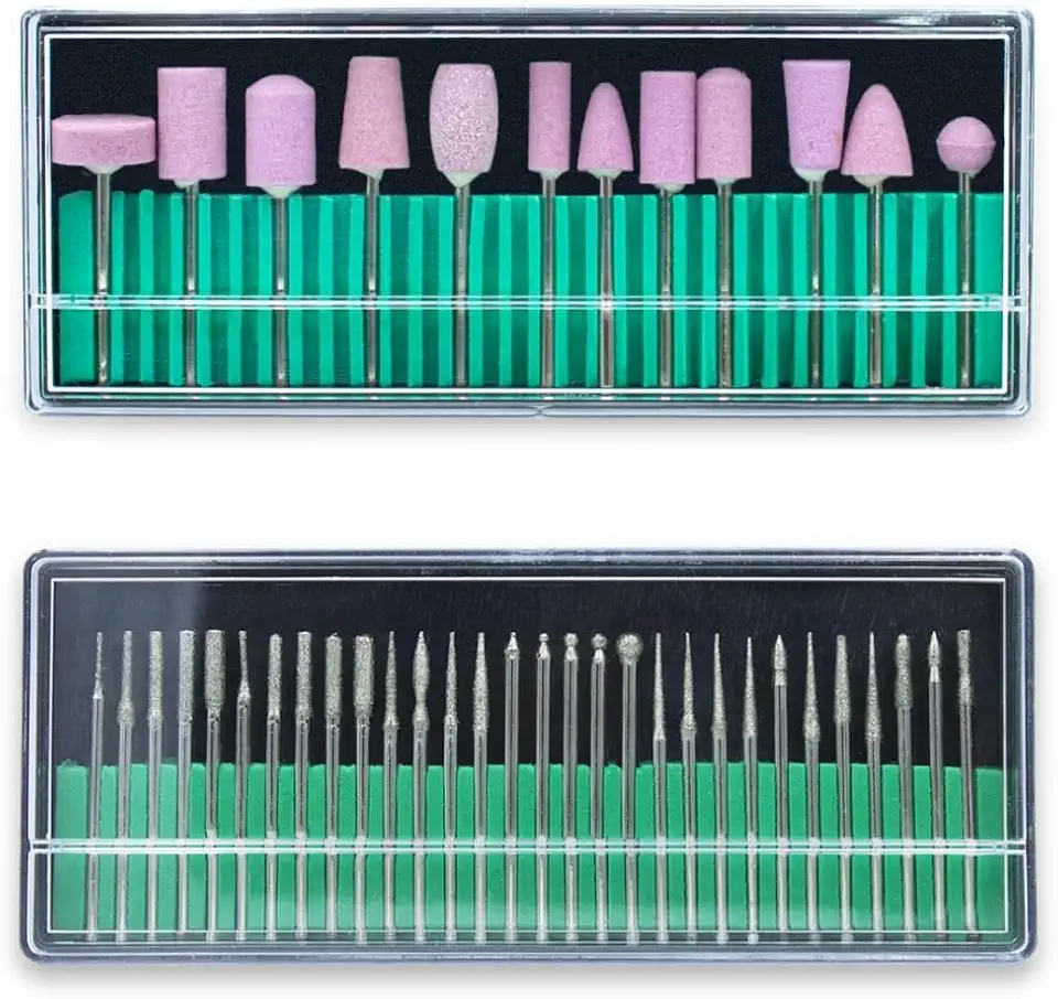 Kit 30 Brocas Diamantadas + 12 Brocas Polimento Unhas de Gel