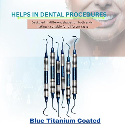 Miniatura 4 de Sondas dentales de doble punta para limpieza profesional de dientes, placa de cálculo y removedor de sarro, hecho de acero inoxidable para cuidado