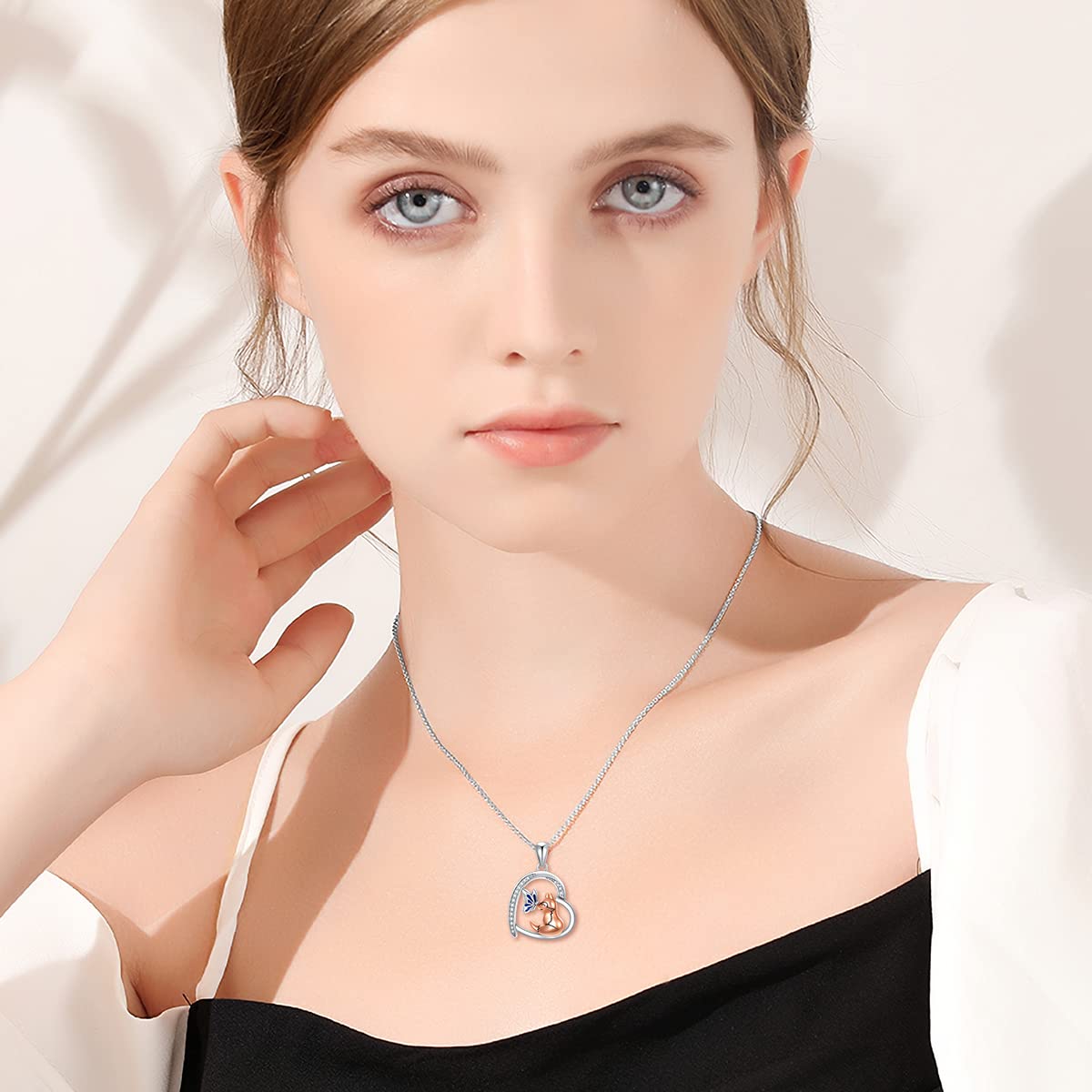 URONE Pinguin/Wolf/Schwein/Fuchs/Faultier/Katze/Elefant Halskette 925 Sterling Silber Tier Anhänger Schmuck Geschenke für Frauen Mutter Freundin Mädchen