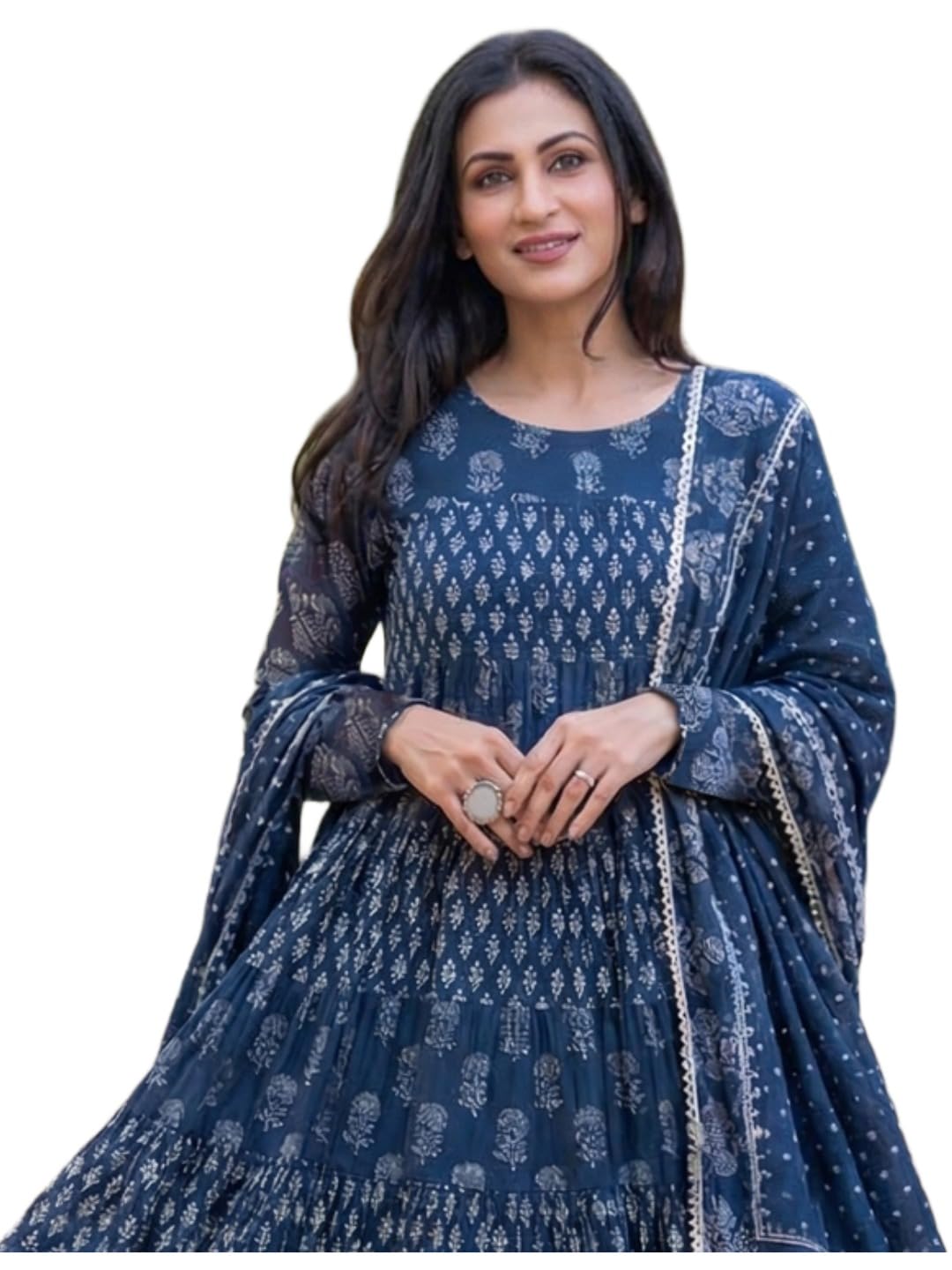 Kurta Set Women Viscose Printed | Kurti Set Woman | Anarkali Kurta Pant Dupatta 3 Piece Outfit | Round Neck Full Sleeve Regular Fit Ethnic Wear Ladies Dress Stylish Traditional Clothing-image-28