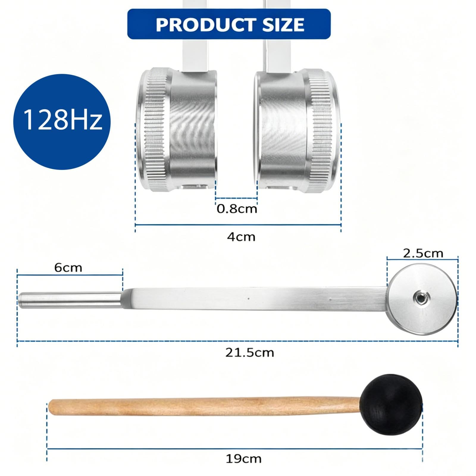 Juego de Diapason 128 Hz, Diapasones Terapéuticos de Aleación de Aluminio, Respuesta de Frecuencia Precisa, para Terapia de Chakras, Terapia de Sonido, Yoga, Meditación y Relajación