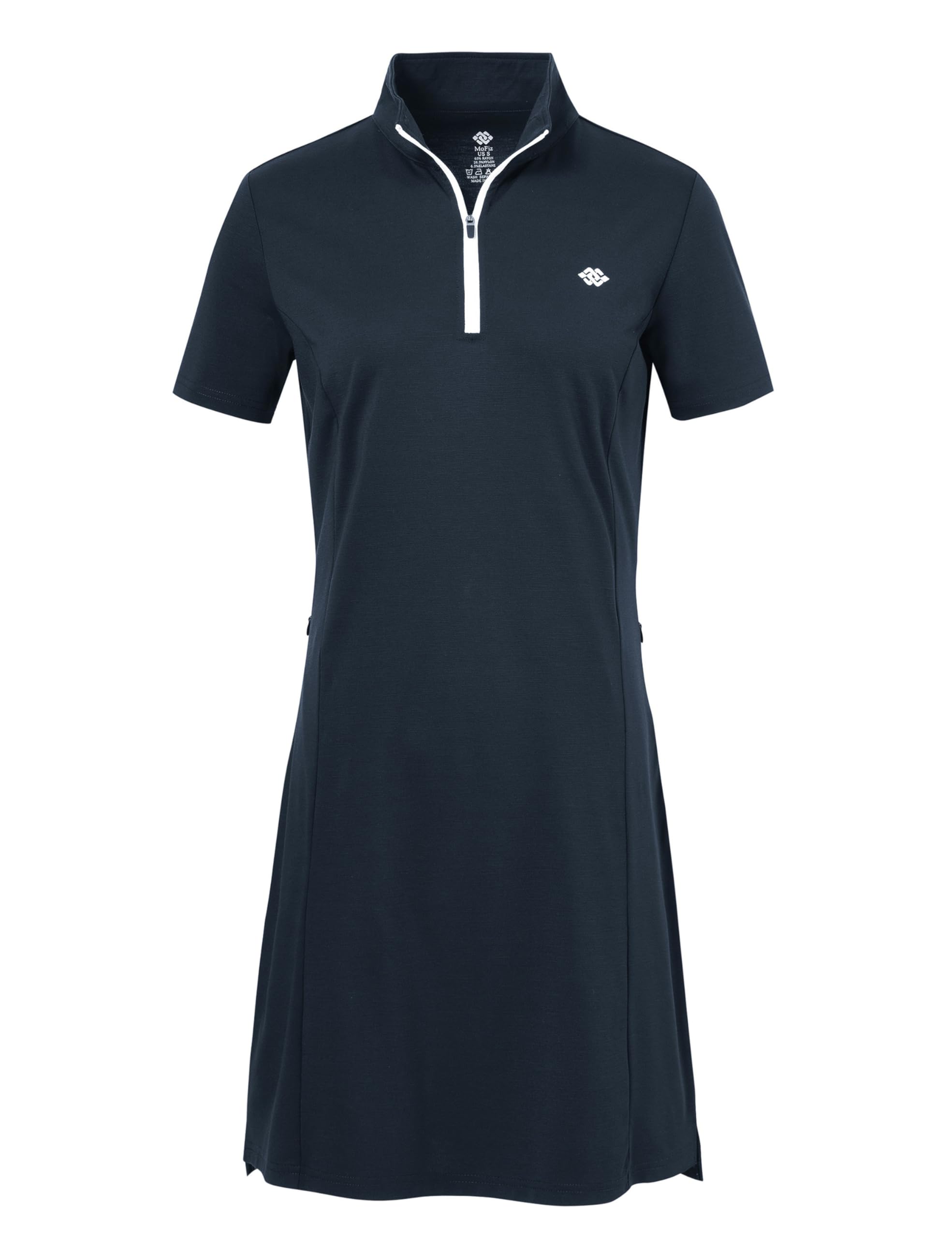 Vestido Tenis Polo Mujer Manga Corta Deportivo Vestido Algodón con Cremallera Verano Ligero Dress para Golf Gimnasia Yoga