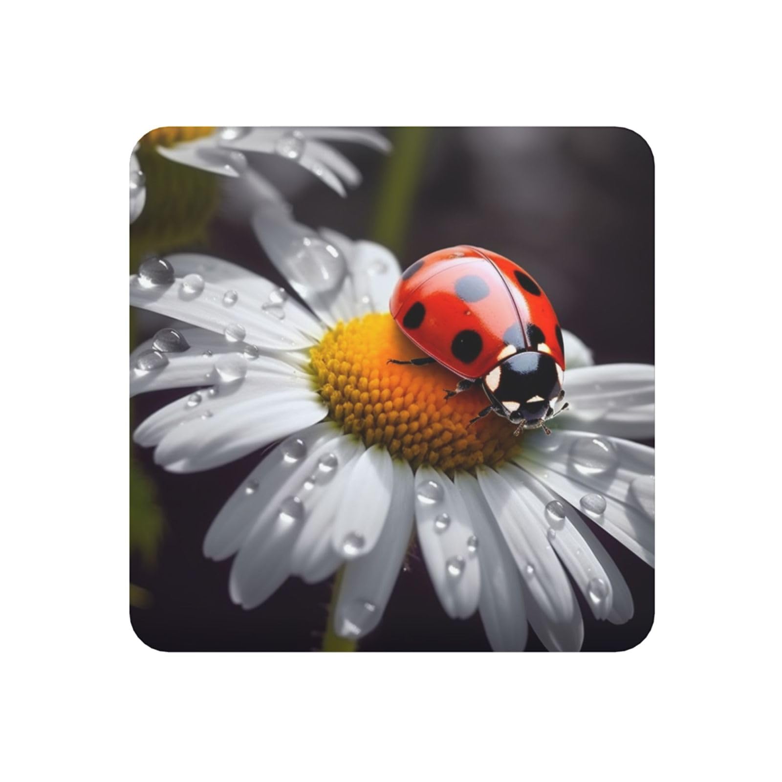 Fodpand Square Ladybug On Daisy Flower Fridge Magnets, Strong Small Refrigerator Magnets Decorative Magnets For Kitchen Fridge Office Locker - Funny Magnetic Stickers Birthday Gifts