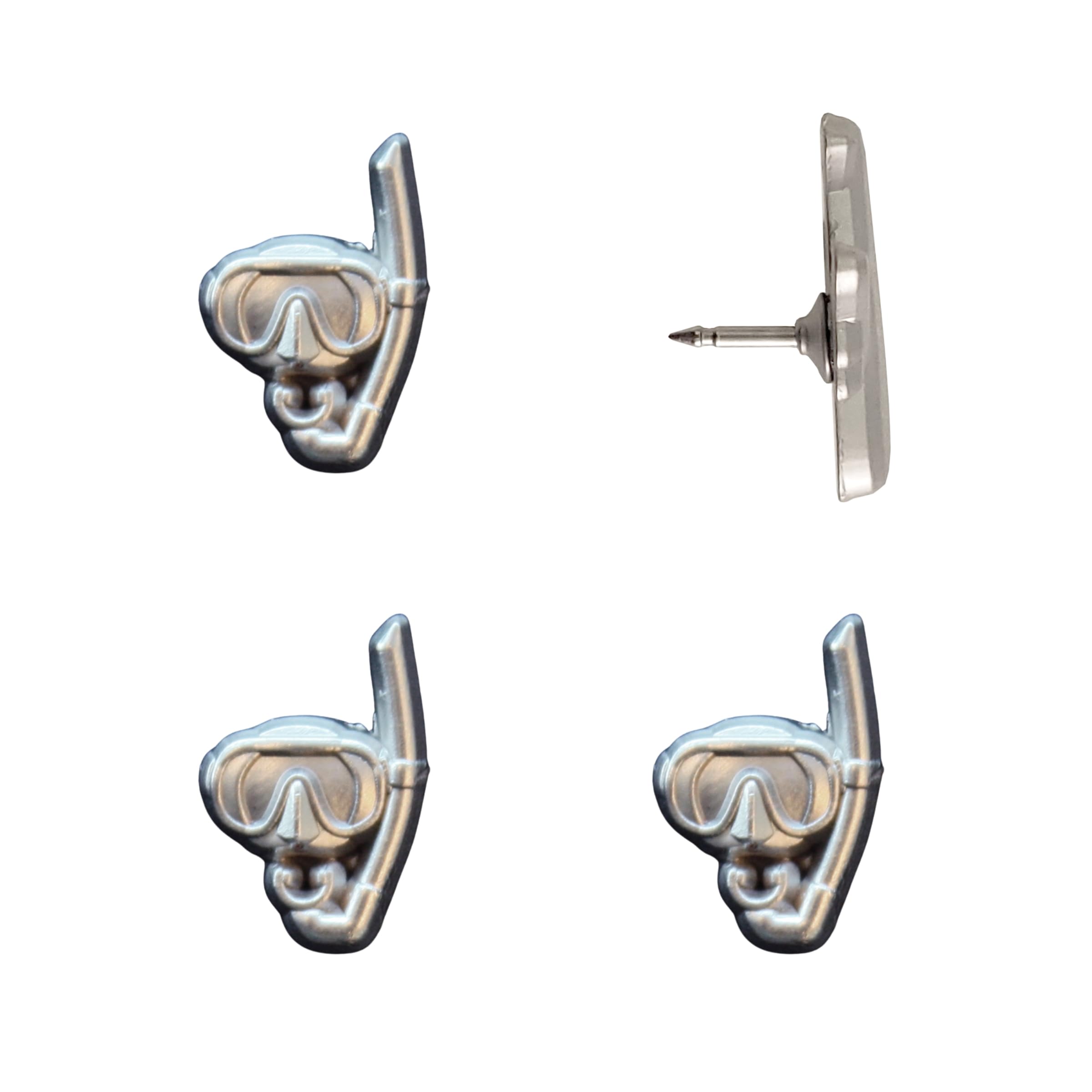 Snorkel Push Pins - Silver Snorkel Map Pins for Cork Boards, Maps, or Lapel Use - Designed in USA - Set of 4