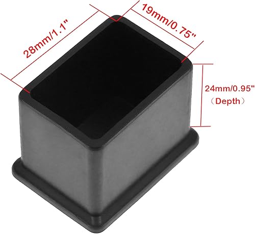 Vista 34 de 8 tapas rectangulares de PVC para patas de muebles (3/5 pulgadas x 1-1/5 pulgadas), protectores de piso flexibles de vinilo para patas de silla