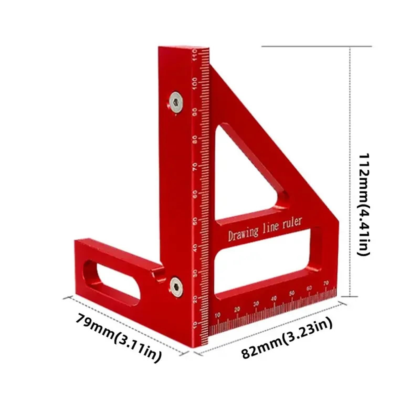 MRKU Goniometro, Squadra da Falegname - Goniometro per Lavorazione del Legno, Righello Triangolare in Alluminio per Angoli 3D 45/90 Gradi
