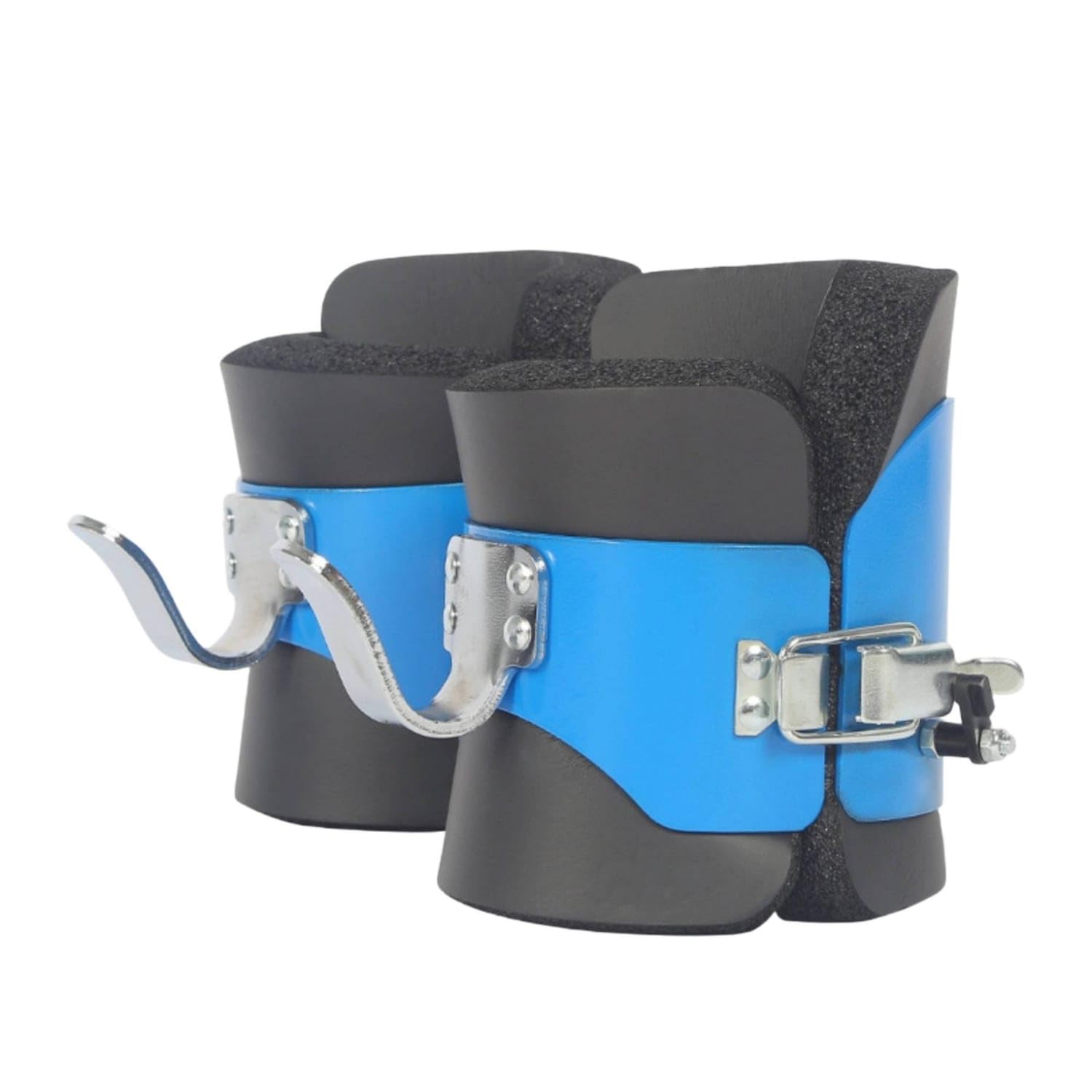 Steel Hooks Inversion Hang up Boots Padded Pull up Bar Inversion Boots Secure Fit Pull-up Bar Ankle Hook Adjustable Buckle for Gym, Black Blue-image-29